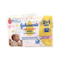 جونسون مناديل مبللة للاطفال للبشرة الحساسة 168منديل عرض 2+1 مجاناً