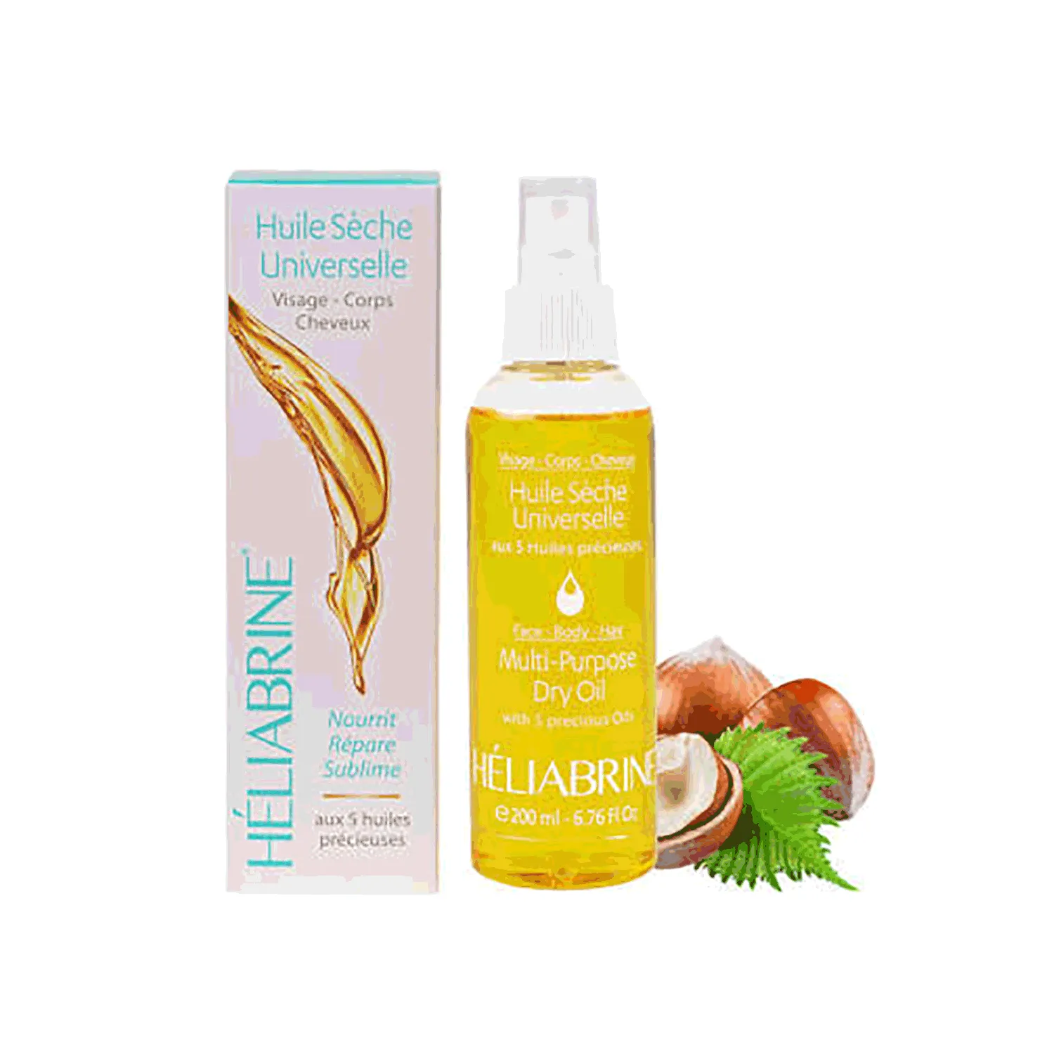 هيليابرين زيت للشعر والوجة والجسم بعطر العود والفانيلا200مل