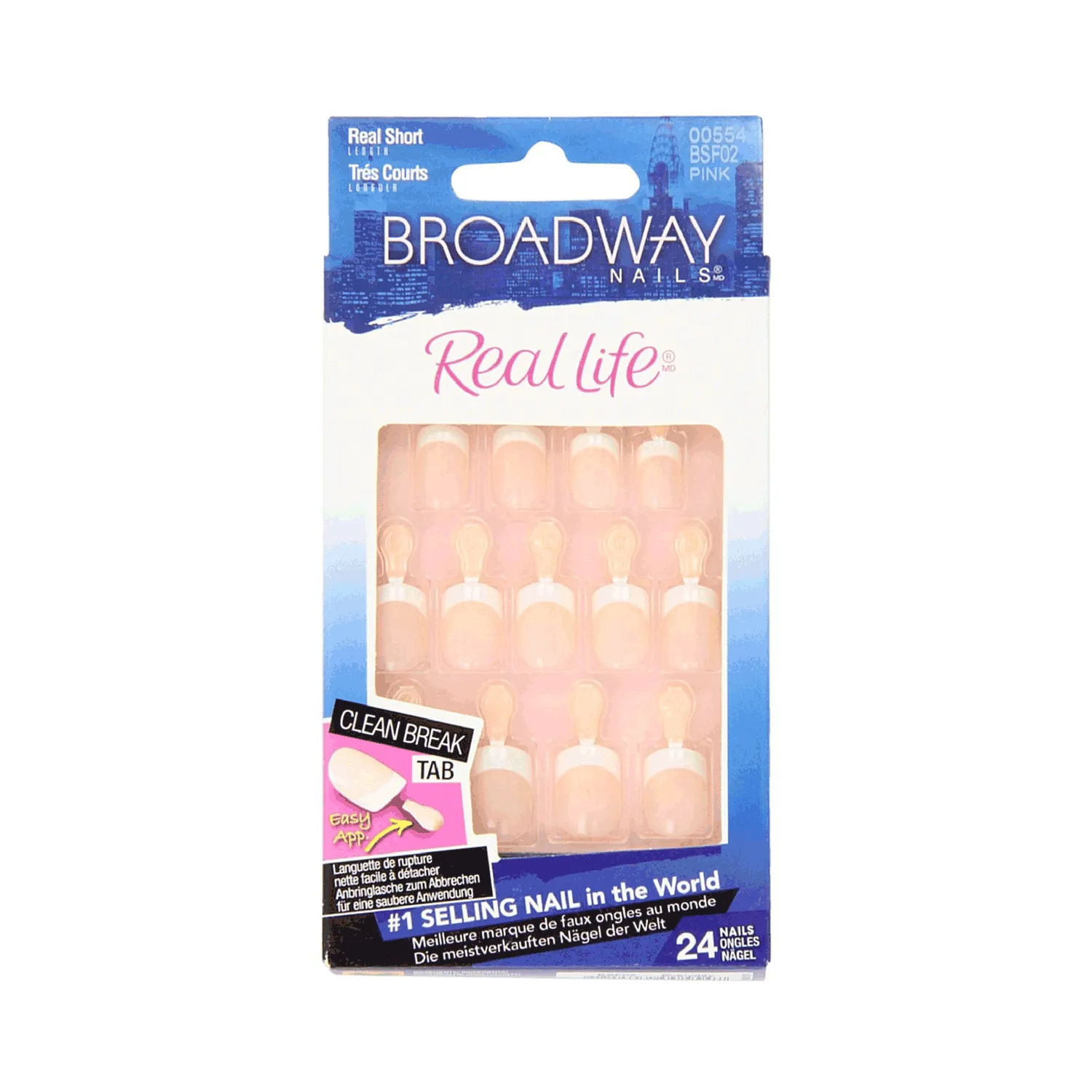 برودواي ريال لايف اظافر فرنش قصيرة خوخي BSF04
