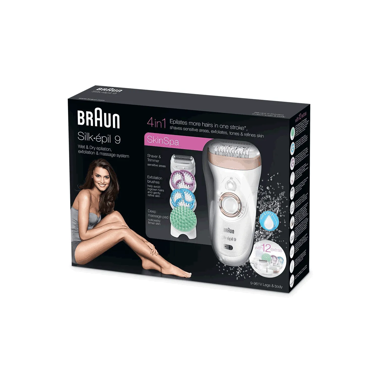 براون ماكينة لإزالة شعر الجسم والقدم والوجة سيلك ابيل 9 سبا 9961 اي
