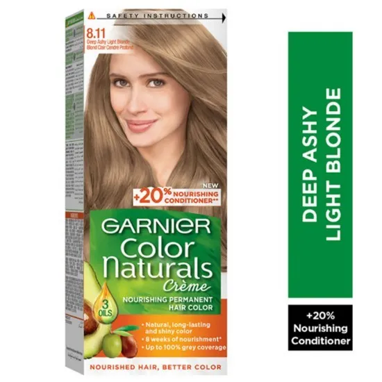 غارنييه كولور ناتشرلز كريم 8.11 صبغة شعر أشقر فاتح رمادي