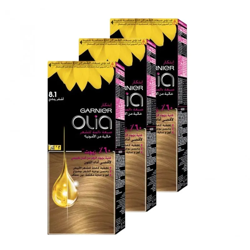 غارنييه أوليا بدون أمونيا 8.1 صبغة شعر أشقر رمادي فاتح