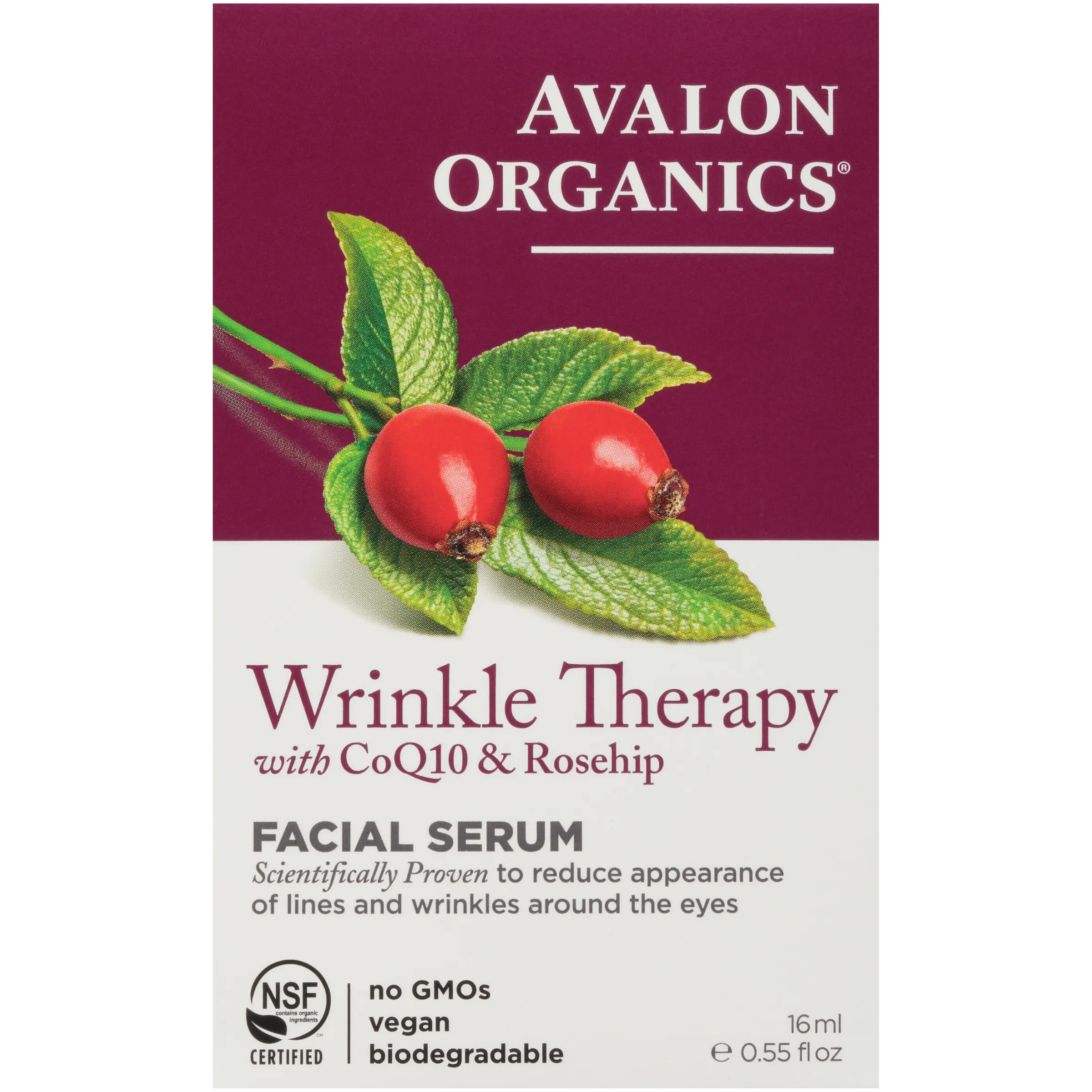 اڤالون أورجانيكس سيروم الوجه لعلاج التجاعيد مع انزيم كيو10 وثمر الورد 16مل