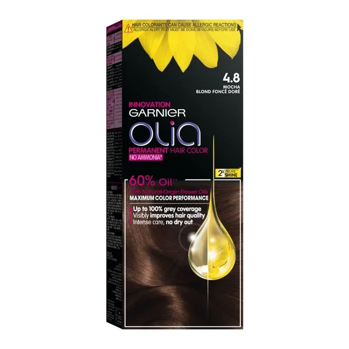 غارنييه أوليا بدون أمونيا 4.8 صبغة شعر بني موكا