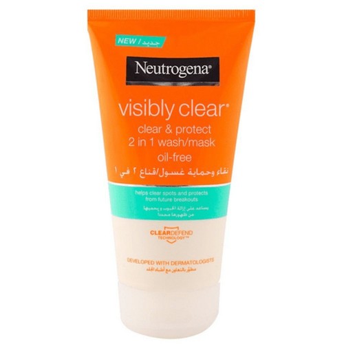 نيتروجينا فيزيبلي كلير قناع وغسول الوجه 2 في 1 150مل